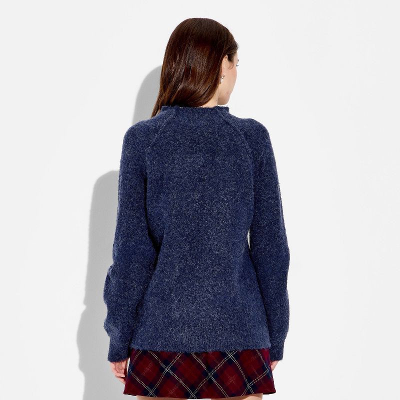 slide 3 of 3, Women's Turtleneck Boucle Tunic Pullover Sweater - Wild Fable™ Navy Blue M, 1 ct