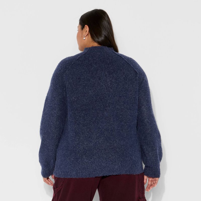 slide 2 of 3, Women's Turtleneck Boucle Tunic Pullover Sweater - Wild Fable™ Navy Blue XXL, 1 ct