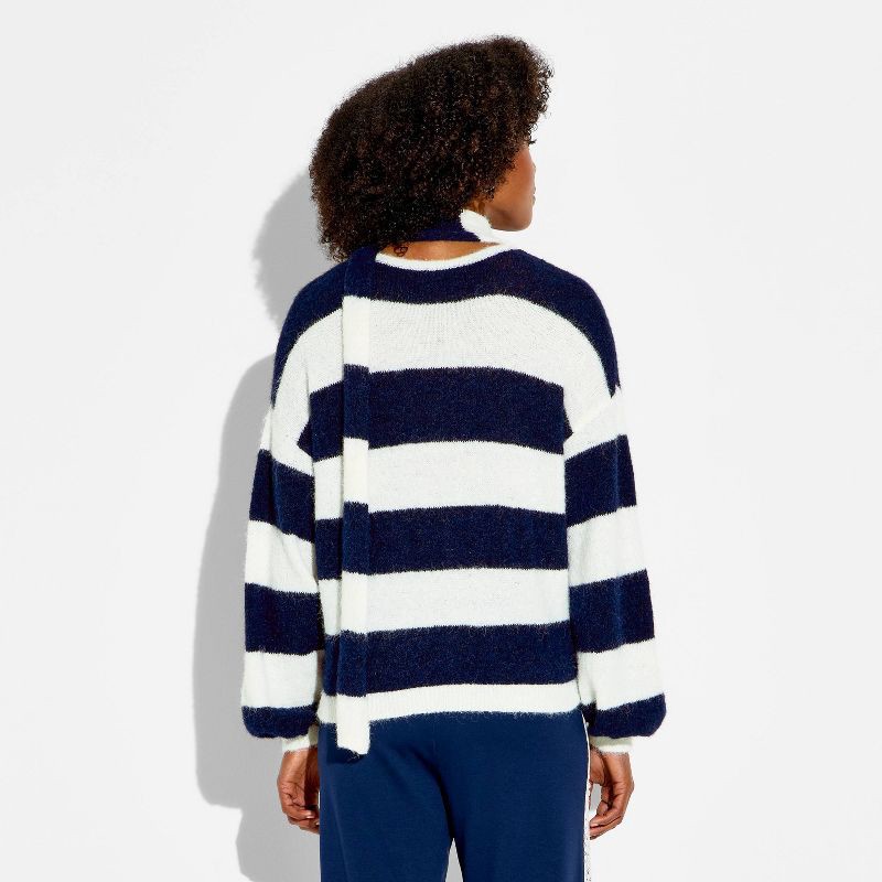 slide 2 of 3, Women's Long Sleeve V-Neck Cardigan - Wild Fable™ Navy Blue Striped XL, 1 ct