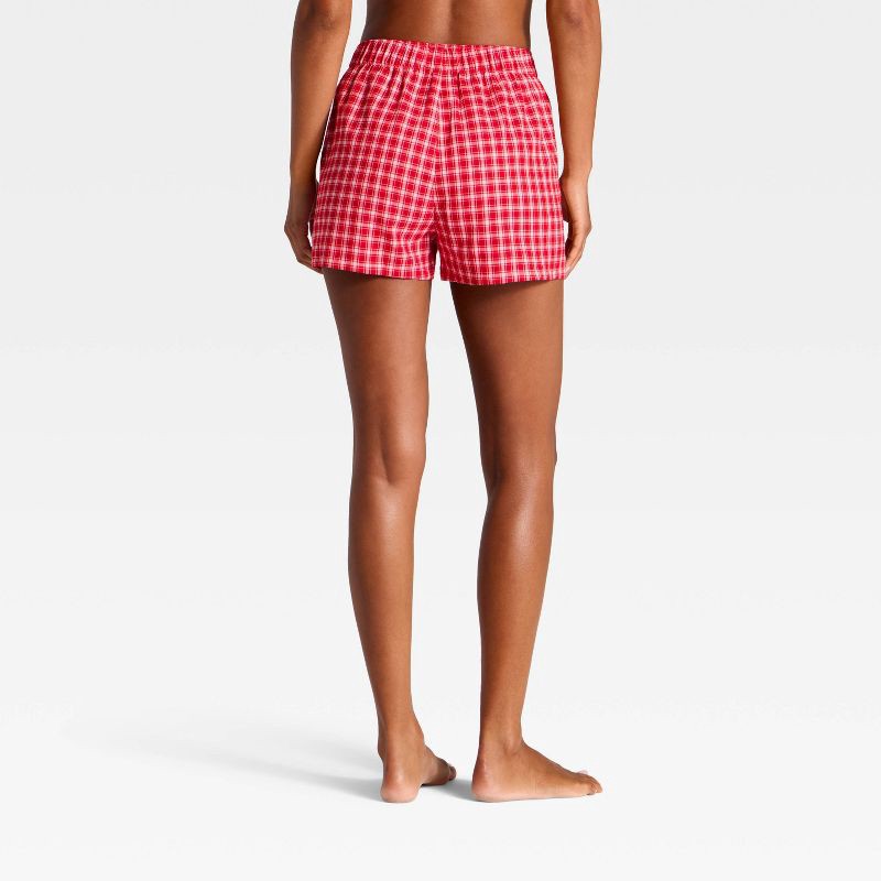 slide 3 of 3, Women's 2pk Flannel and Satin Boxer Pajama Set - Wild Fable™ Red Plaid XL, 2 ct