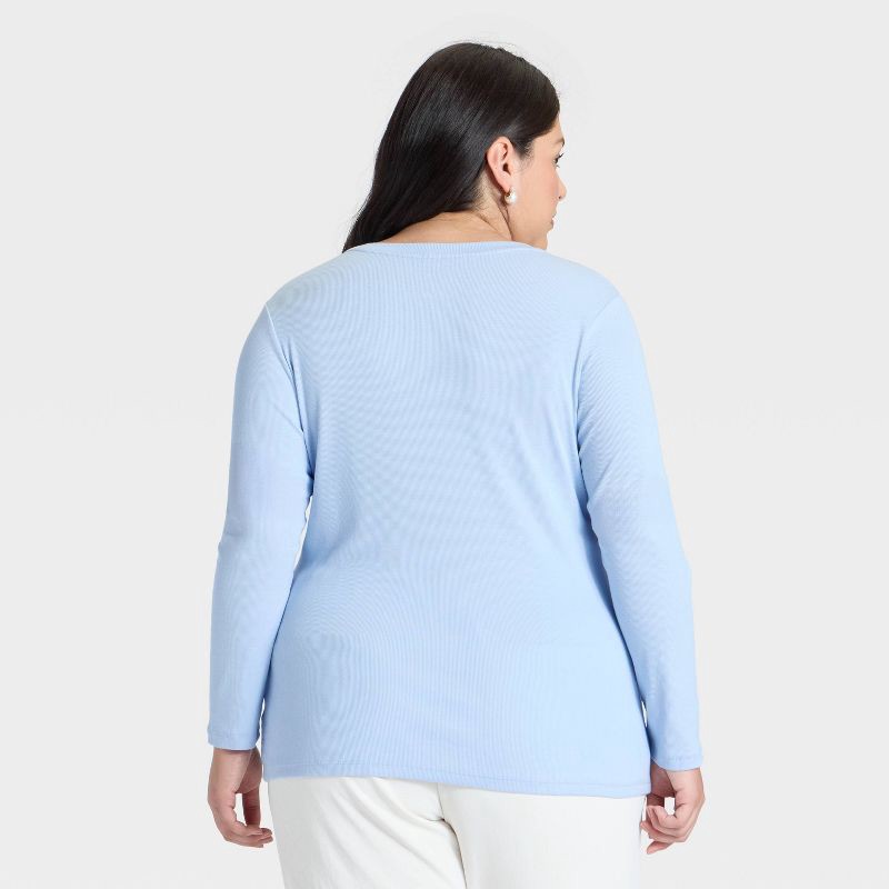 slide 2 of 3, Women's Slim Fit Long Sleeve Top - A New Day™ Blue XXL, 1 ct