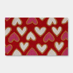 Valentine's Day Multi Hearts Coir Doormat Red - Room Essentials™