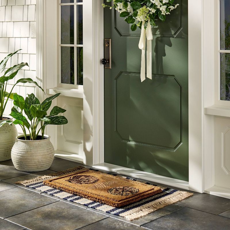 slide 2 of 3, Threshold designed w/Studio McGee Embossed Seashells Coir Doormat Natural/Blue - Threshold™ designed with Studio McGee, 1 ct