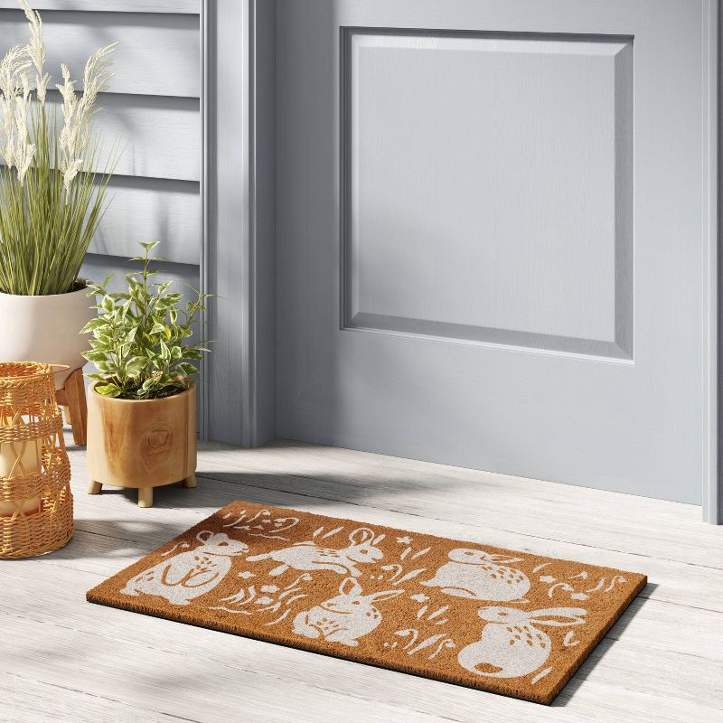 slide 2 of 4, Spring Bunnies Coir Doormat White - Threshold™, 1 ct