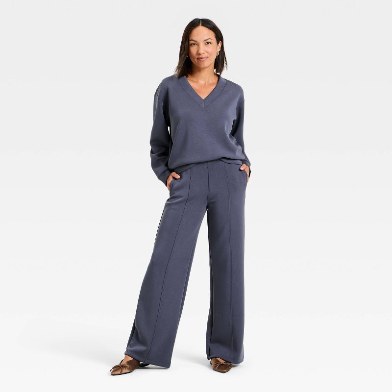 slide 3 of 4, Women's Sandwash Sweatshirt - A New Day™ Blue L, 1 ct