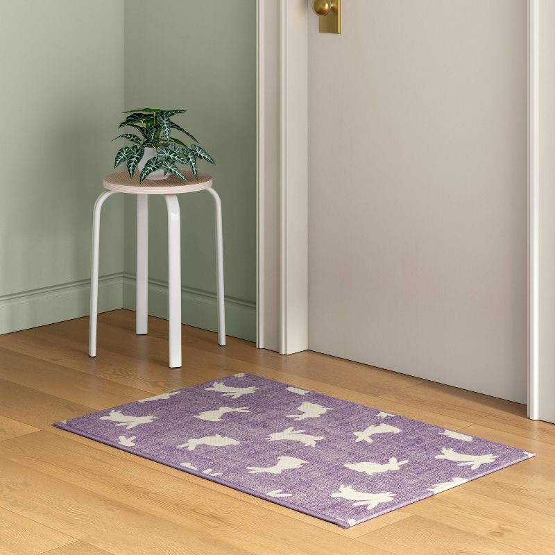 slide 2 of 4, Easter Bunnies Scatter Accent Rug Lilac - Room Essentials™, 1 ct
