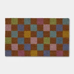 Easter Checkered Coir Doormat Blue/Pink/Yellow - Room Essentials™