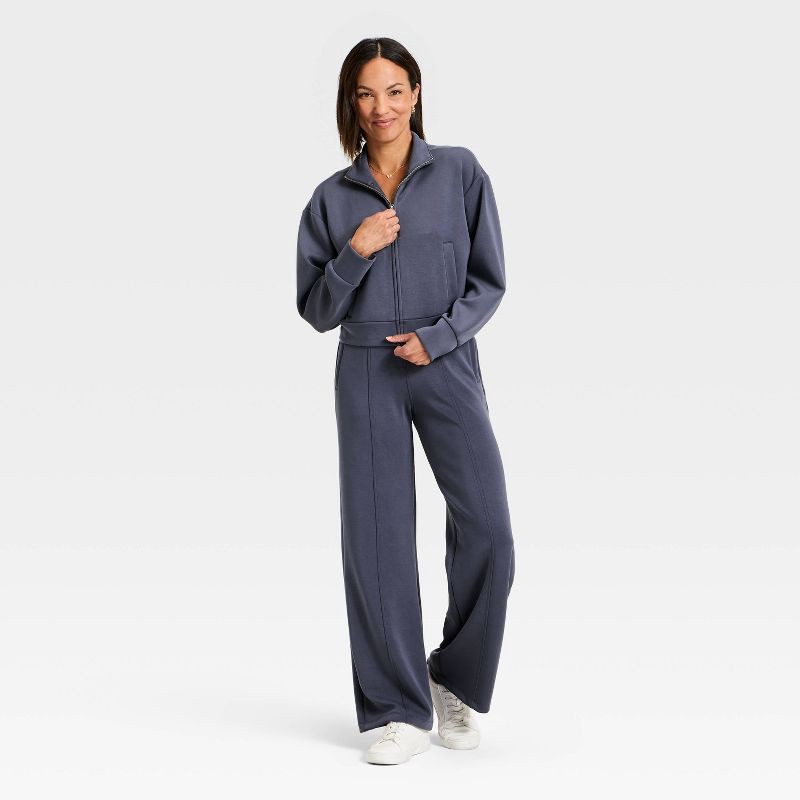 slide 3 of 4, Women's Sandwash Zip-Up - A New Day™ Blue XL, 1 ct