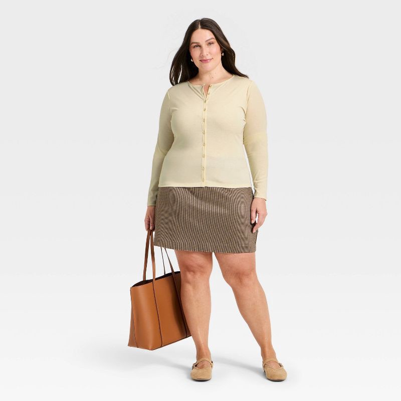 slide 3 of 3, Women's Long Sleeve Knit Cardigan - A New Day™ Cream XXL, 1 ct