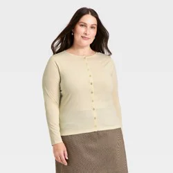 Women's Long Sleeve Knit Cardigan - A New Day™ Cream XXL