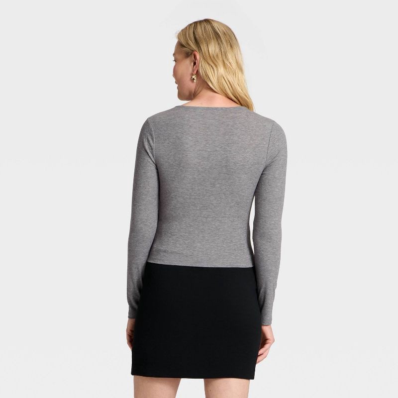 slide 3 of 4, Women's Long Sleeve Knit Cardigan - A New Day™ Gray S, 1 ct