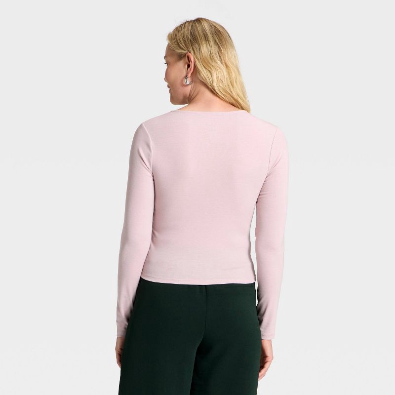 slide 2 of 4, Women's Long Sleeve Knit Cardigan - A New Day™ Pink XL, 1 ct