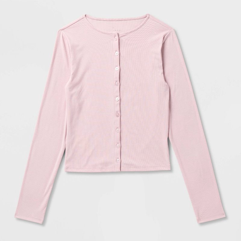slide 4 of 4, Women's Long Sleeve Knit Cardigan - A New Day™ Pink XL, 1 ct