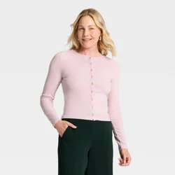 Women's Long Sleeve Knit Cardigan - A New Day™ Pink XL