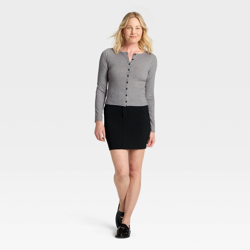 slide 2 of 4, Women's Long Sleeve Knit Cardigan - A New Day™ Gray M, 1 ct