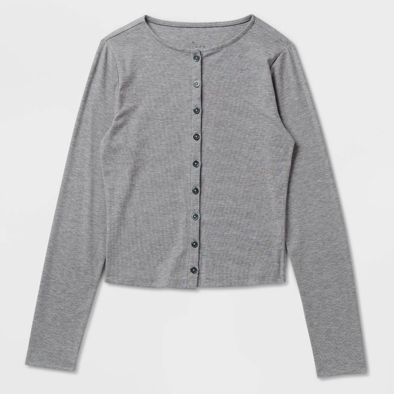 slide 3 of 4, Women's Long Sleeve Knit Cardigan - A New Day™ Gray M, 1 ct