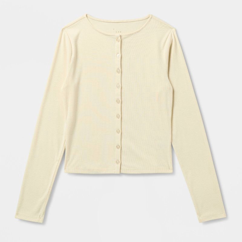 slide 2 of 4, Women's Long Sleeve Knit Cardigan - A New Day™ Cream XS, 1 ct