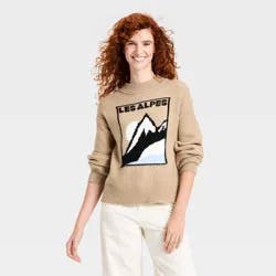 Women's Long Sleeve Cozy Alpine Crewneck Pullover Sweater - Universal Thread™ Brown M