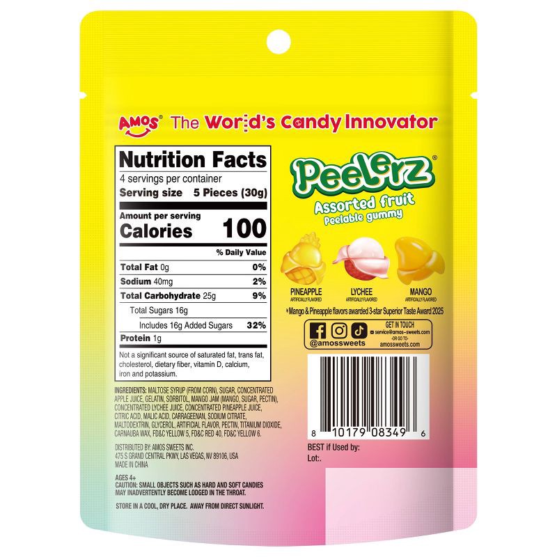 slide 2 of 8, AMOS Peelerz Gummy Assorted Fruit Candy Mix - 4.25oz, 4.25 oz