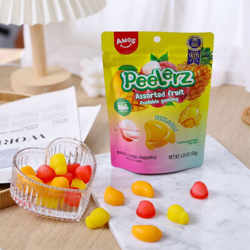 slide 4 of 8, AMOS Peelerz Gummy Assorted Fruit Candy Mix - 4.25oz, 4.25 oz