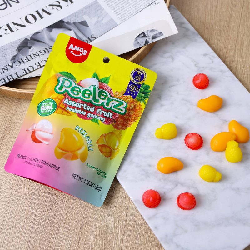 slide 6 of 8, AMOS Peelerz Gummy Assorted Fruit Candy Mix - 4.25oz, 4.25 oz