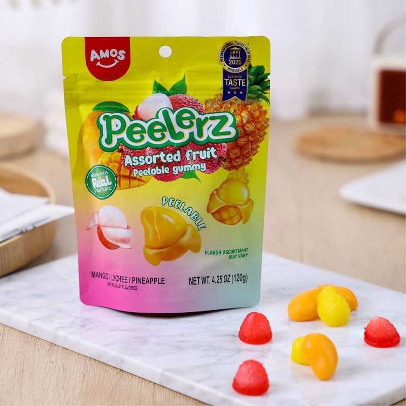 slide 7 of 8, AMOS Peelerz Gummy Assorted Fruit Candy Mix - 4.25oz, 4.25 oz