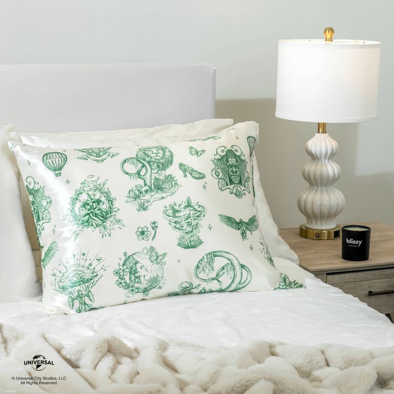 slide 4 of 10, Wicked: For Good x Katie Kime Blissy Standard 600 Thread Count Amazafying Pillowcase Green, 1 ct