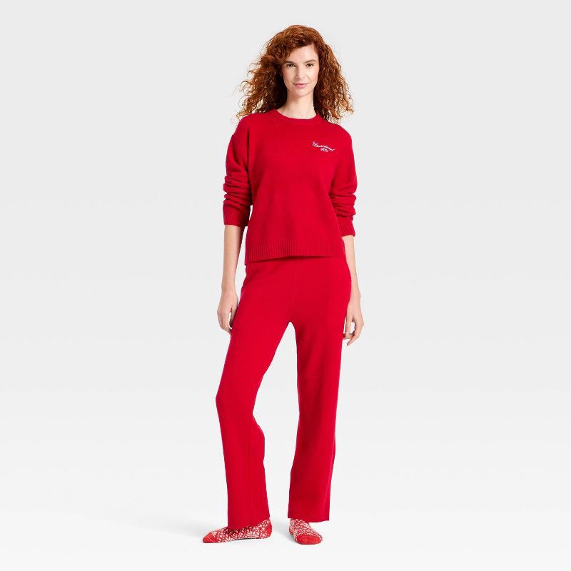 slide 3 of 3, Women's Mid-Rise Cozy Knit Ankle Pull-On Pants - Universal Thread™ Red XL, 1 ct