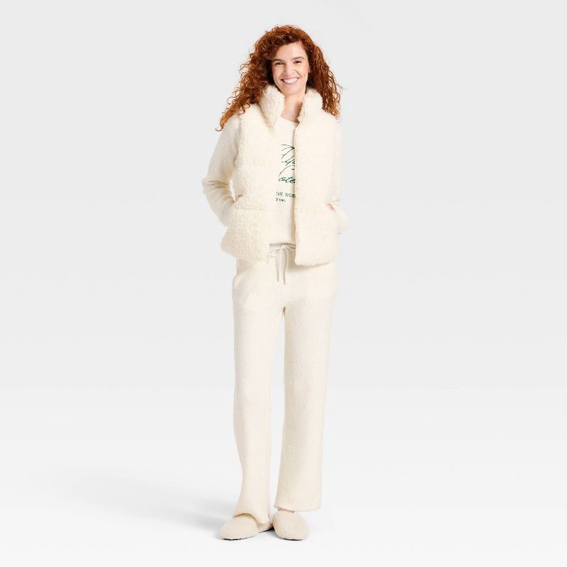 slide 3 of 3, Women's Mid-Rise Cozy Knit Ankle Pull-On Pants - Universal Thread™ Cream M, 1 ct