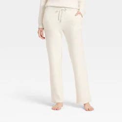 Women's Mid-Rise Cozy Knit Ankle Pull-On Pants - Universal Thread™ Cream M