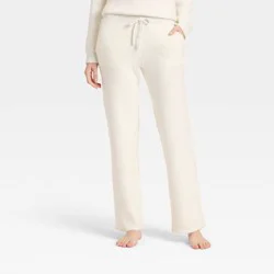 Women's Mid-Rise Cozy Knit Ankle Pull-On Pants - Universal Thread™ Cream XL