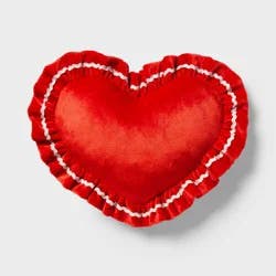 Velvet Ruffle Heart Kids' Novelty Plush Pillow Red - Pillowfort™
