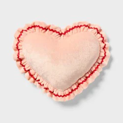 Velvet Ruffle Heart Kids' Novelty Plush Pillow Pink - Pillowfort™