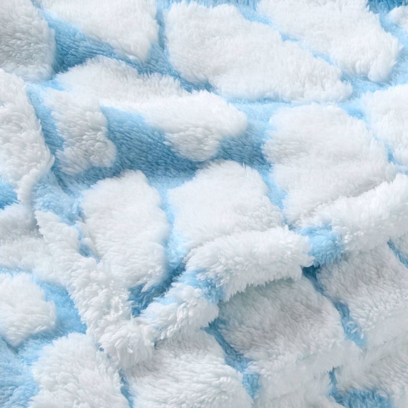 slide 3 of 3, Cloud Plush Kids' Throw Blanket Blue - Pillowfort™, 1 ct