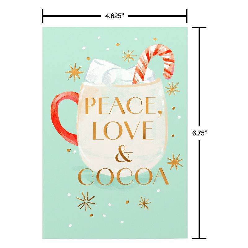 slide 4 of 4, Carlton Cards Christmas Card Peace Love and Cocoa Cocoa Mug Includes Envelope, 1 ct