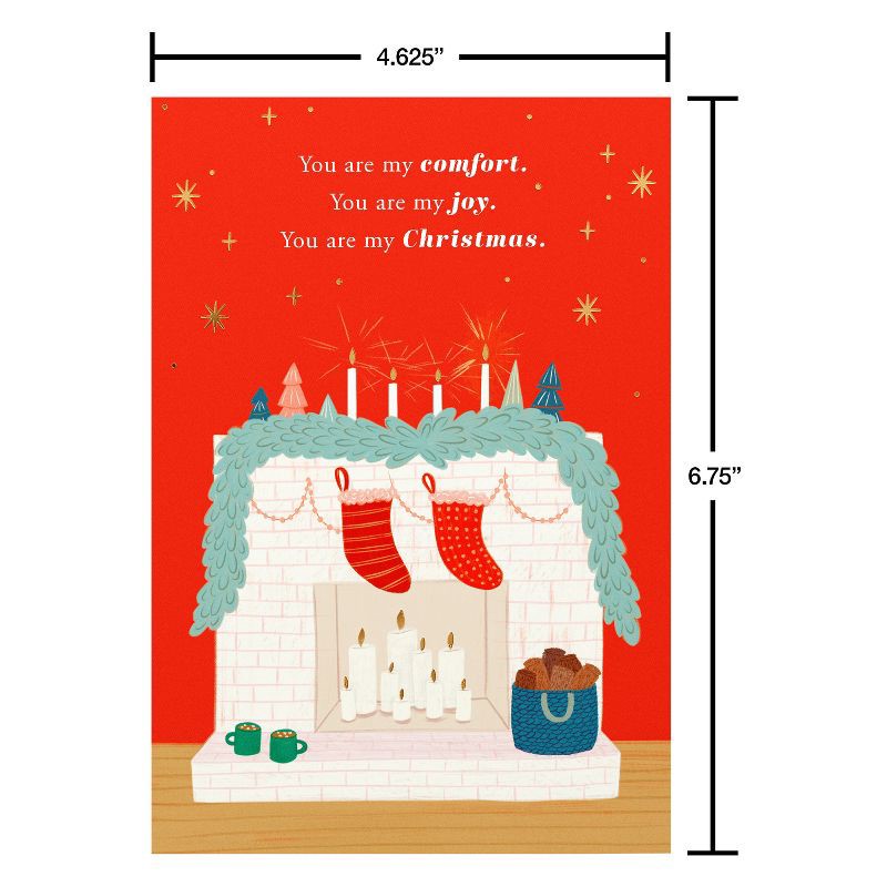 slide 4 of 4, Carlton Cards Romantic Christmas Card 'You Are My Comfort Cozy Fireplace' Includes Envelope, 1 ct