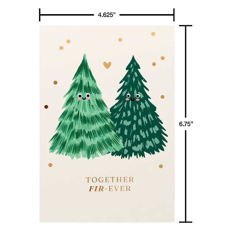slide 4 of 4, Carlton Cards Romantic Christmas Card Together Fir-Ever Cute Tree Couple Includes Envelope, 1 ct