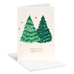 Carlton Cards Romantic Christmas Card Together Fir-Ever Cute Tree Couple Includes Envelope