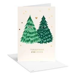 Carlton Cards Romantic Christmas Card Together Fir-Ever Cute Tree Couple Includes Envelope