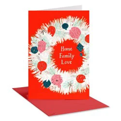 Carlton Cards Christmas Card for Relative Home Family Love Festive Wreath Includes Envelope
