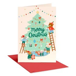 Carlton Cards Christmas Card Wrapped in Love Whimsical Critters Includes Envelope