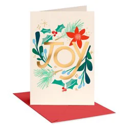 Carlton Cards Christmas Card Joy Botanical Cheers Includes Envelope