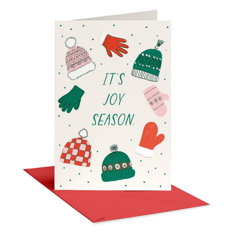 slide 1 of 5, Carlton Cards Christmas Card It's Joy Season Winter Accessories Includes Envelope, 1 ct