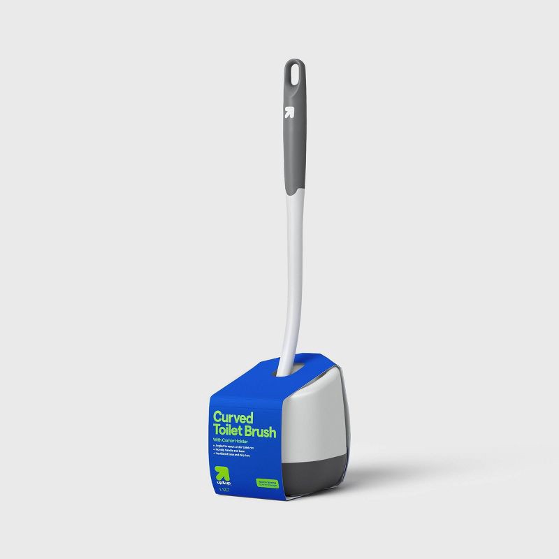 slide 1 of 3, Corner Toilet Bowl Brush and Holder - up&up™, 1 ct