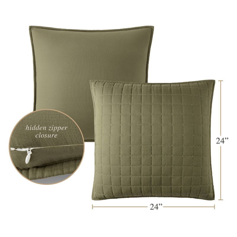 slide 4 of 7, Jeremiah Brent Home 24"x24" Box Rice Stitch Gauze Euro Accent Pillow Green, 1 ct