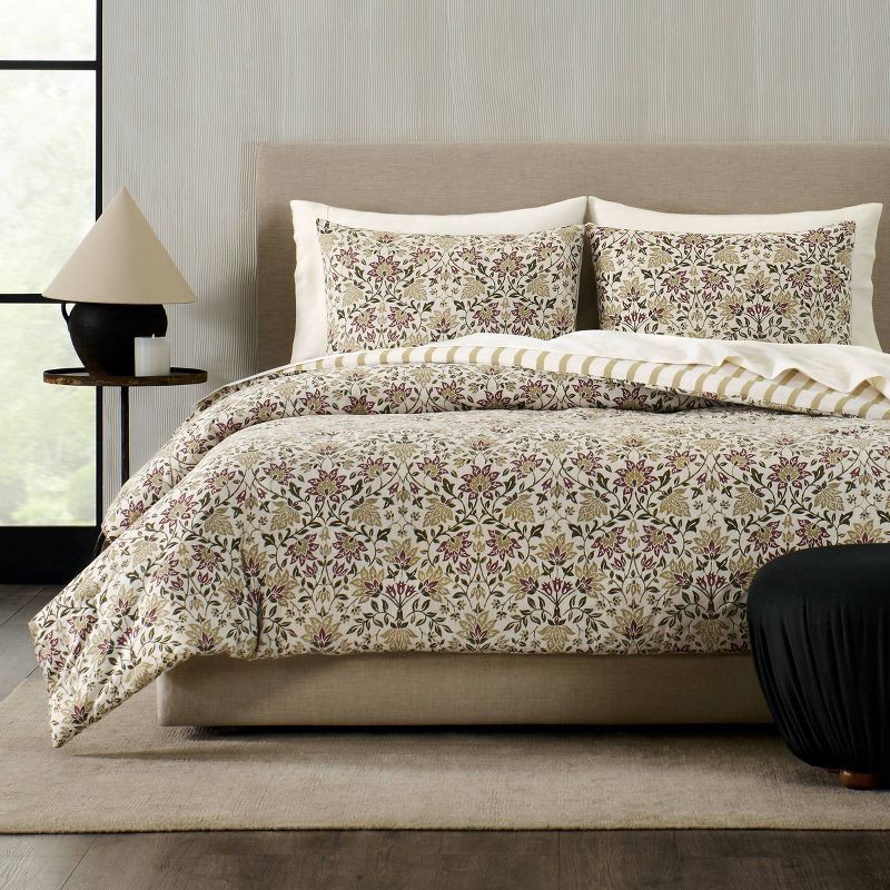 slide 1 of 8, Jeremiah Brent Home 3pc Full/Queen Floral ' Geneva' Cotton Comforter Set Green, 3 ct