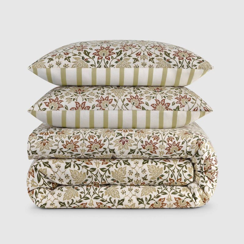 slide 5 of 8, Jeremiah Brent Home 3pc Full/Queen Floral ' Geneva' Cotton Comforter Set Green, 3 ct