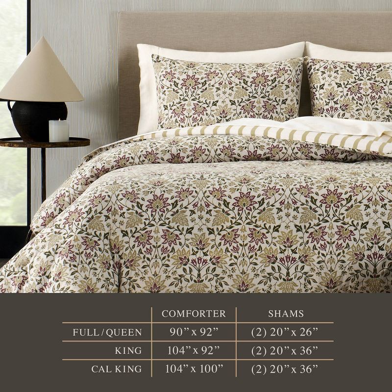 slide 7 of 8, Jeremiah Brent Home 3pc Full/Queen Floral ' Geneva' Cotton Comforter Set Green, 3 ct
