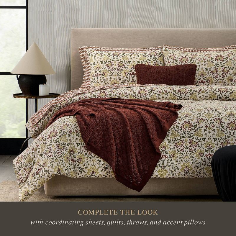 slide 8 of 8, Jeremiah Brent Home 3pc Full/Queen Floral ' Geneva' Cotton Comforter Set Green, 3 ct