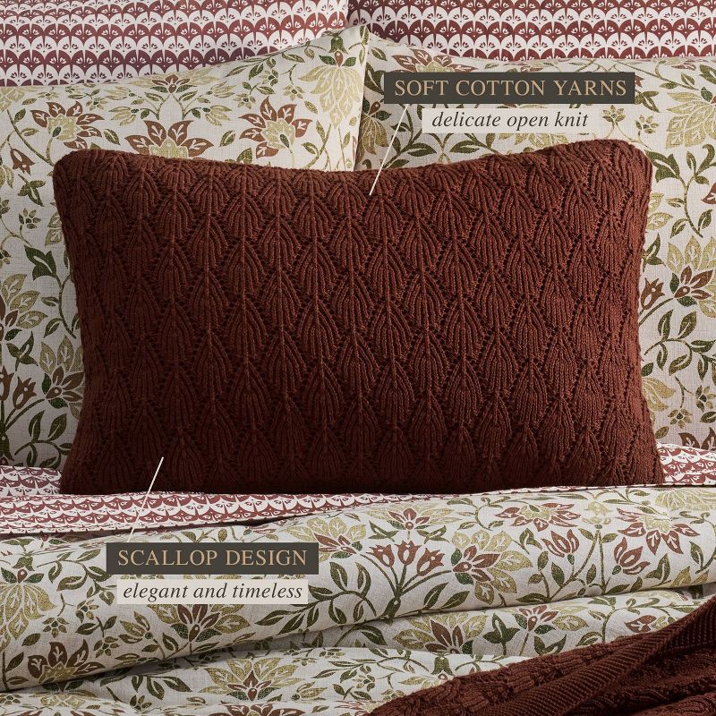 slide 2 of 6, Jeremiah Brent Home 20"x12" Cotton Knitted Pointelle Lumbar Accent Pillow Raisin, 1 ct